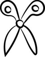 A black and white drawing of a scissors vector