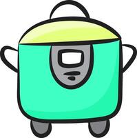 A cartoon illustration of a green and yellow cooker vector