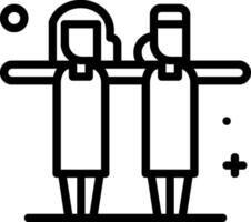 Two people are standing in front of a white background vector