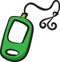A green cell phone with a cord attached to it vector