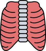 The rib cage is shown in a flat line vector