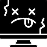 A computer monitor with a sad face on it vector