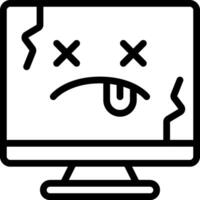 A computer with a sad face on it vector