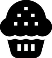 A black and white cupcake icon vector