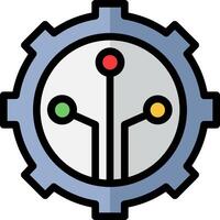 A gear with four colored dots inside vector
