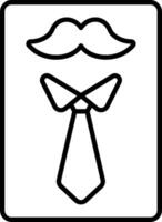 A black and white image of a tie with a mustache vector