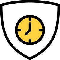 A shield with a clock on it vector