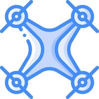 A blue and white drone icon vector