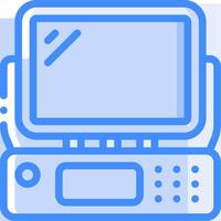 A computer with a monitor and keyboard vector