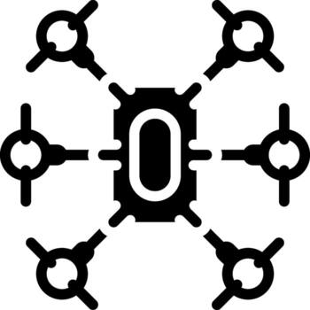A black and white image of a drone with four keys vector