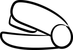 A stapler is shown in black and white vector