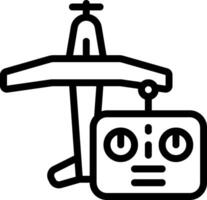 A black and white drawing of a plane and a remote control vector
