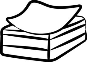 A stack of books with a sheet of paper on top vector