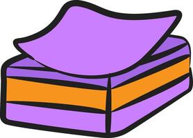 A purple box with an orange and purple stripe vector