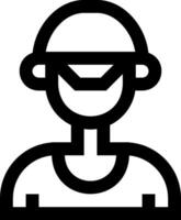 A black and white icon of a man in a helmet vector