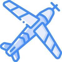 A plane icon with a blue outline vector
