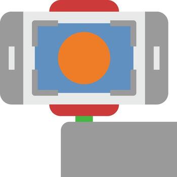 A camera with a red and orange circle on it vector