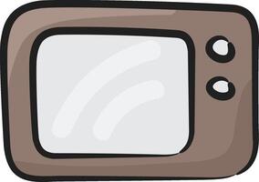 An old tv with a white screen and a white button vector