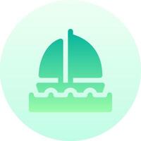 A green and blue icon of a sailboat vector