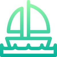 A sailboat on the water with a green outline vector
