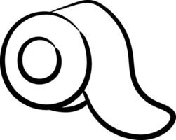 A black and white drawing of a roll of toilet paper vector
