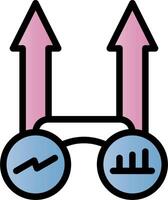 Two arrows pointing up and down with a pair of glasses vector