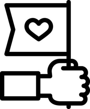 A hand holding a flag with a heart in it vector