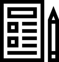 A black and white image of a pencil and a paper vector