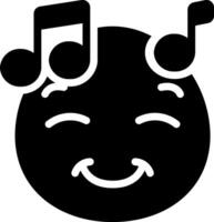 A black and white smiley face with music notes vector