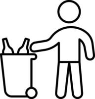 A man is holding a trash can with bottles vector