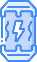 A blue and white icon with a lightning bolt vector