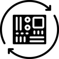 A black and white image of a computer in a circle vector