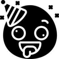 A black and white emoji with a party hat vector
