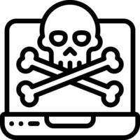 A skull and crossbones on a laptop vector