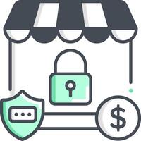 A shop with a lock and dollar sign vector