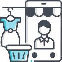 A smartphone with a woman's clothes and a basket vector