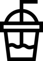 A black and white icon of a cup with a straw vector