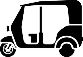 A black and white image of a tuk tuk vector