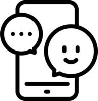 A black and white image of a phone with two speech bubbles vector