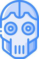 A robot head with a blue outline vector