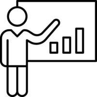 A man is standing in front of a board with a bar chart vector