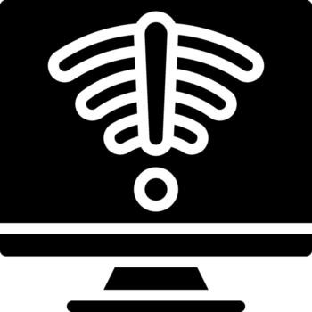 A computer monitor with a skeleton on it vector