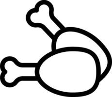 A chicken leg is shown in black and white vector