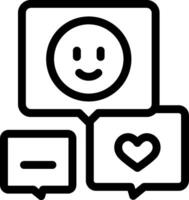 A black and white image of a smiley face and two speech bubbles vector