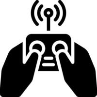 A black and white image of a hand holding a remote control vector