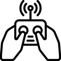 A black and white image of a hand holding a remote control vector