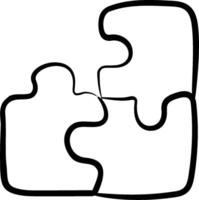 A black and white puzzle piece with two pieces missing vector