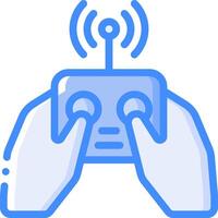A hand holding a remote control with a wifi symbol vector