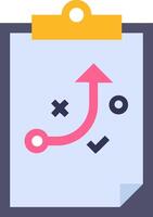 A clipboard with an arrow pointing up and a pink arrow pointing down vector