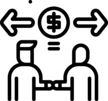 Two people shaking hands with a dollar sign above them vector